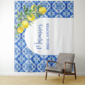 ブルータイルレモンタスアモアブライダルシャワー背景 タペストリー (インサイチュ)