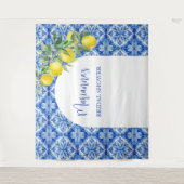 ブルータイルレモンタスアモアブライダルシャワー背景 タペストリー (正面)