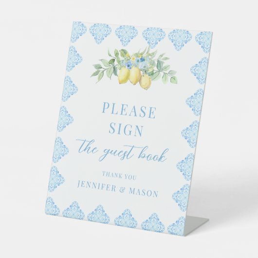 ブルータイルレモンフローラゲストブック結婚ズサイン 台座サイン (正面)