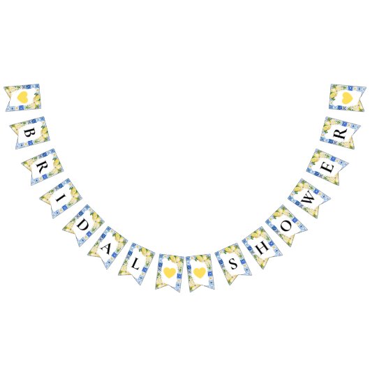ブルータイルレモンブライダルシャワーバンティングフラグ バンティングフラッグ (全)