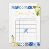 ブルータイルレモンブライダルシャワービンゴゲームカード 招待状 (正面/裏面)