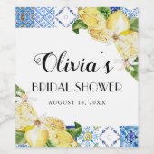 ブルータイルレモンブライダルシャワーワインボトルラベル ワインラベル (シングルラベル)