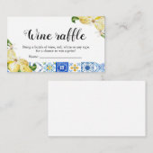 ブルータイルレモンブライダルシャワーワインラッフルゲーム プレイスカード (正面/裏面)