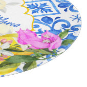 ブルータイルレモンブーゲンビリアカスタムウェディングギフト カッティングボード (角)