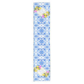 ブルータイルレモンブーゲンビリアカスタムウェディングギフト ショートテーブルランナー (正面)