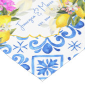 ブルータイルレモンブーゲンビリアカスタムウェディングギフト ショートテーブルランナー (コーナー)