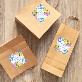 ブルータイルレモンブーゲンビリアAmalfi赤ちゃんシャワー スクエアシール