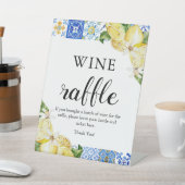 ブルータイルレモンワインラッフルブライダルシャワー看板 台座サイン (インサイチュ)