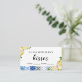 ブルータイルレモン何枚のキスブライダルシャワーゲーム プレイスカード (スタンド正面)