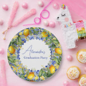 ブルータイルレモン卒業式 ペーパープレート (パーティー)