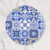 ブルータイルレモン感謝ベイビーシャワーメッセージカード フェイバータグ (裏面)