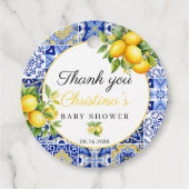 ブルータイルレモン感謝ベイビーシャワーメッセージカード フェイバータグ (正面)