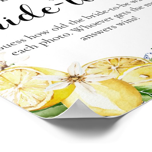 ブルータイルレモン新婦のシャワーの看板はどれくらい古かった ポスター (角)