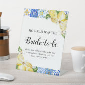 ブルータイルレモン新婦のシャワーの看板はどれくらい古かった 台座サイン (インサイチュ)