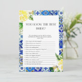 ブルータイルレモン ブライダルシャワーテーマゲーム 招待状 (スタンド正面)