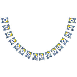 ブルータイルレモンAmalfi花嫁になるブライダルシャワー バンティングフラッグ