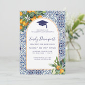 ブルータイル卒業招待状写真の背面 招待状 (スタンド正面)