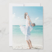 ブルータイル地中海のアーチ写真エレガントな結婚式 招待状 (裏面)