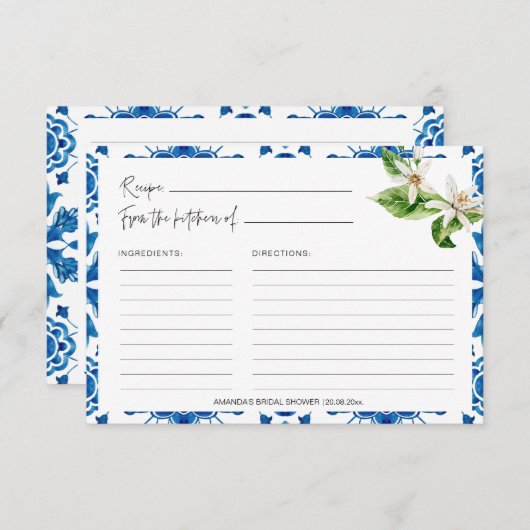 ブルータイル地中海のギリシャレシピカード サンキューカード (正面/裏面)