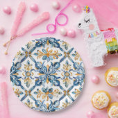 ブルータイル地中海のデコール紙プレート ペーパープレート (パーティー)