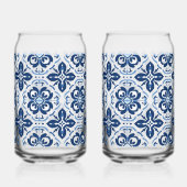 ブルータイル地中海のビール缶ガラス ガラス缶 (正面)