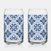 ブルータイル地中海のビール缶ガラス ガラス缶 (右)