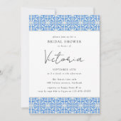 ブルータイル地中海のブライダルシャワー招待 招待状 (正面)