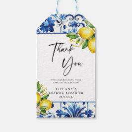 ブルータイル地中海のレモンブライダルシャワー ギフトタグ