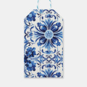 ブルータイル地中海のレモンブライダルシャワー ギフトタグ (裏面)