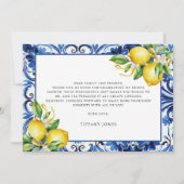 ブルータイル地中海のレモンブライダルシャワー サンキューカード (裏面)