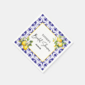 ブルータイル地中海のレモンブライダルシャワー スタンダードカクテルナプキン (角)