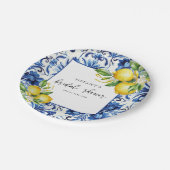 ブルータイル地中海のレモンブライダルシャワー ペーパープレート (アングル)
