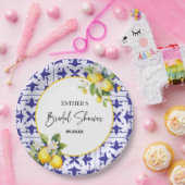 ブルータイル地中海のレモンブライダルシャワー ペーパープレート (パーティー)