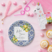 ブルータイル地中海のレモンブライダルシャワー ペーパープレート (パーティー)