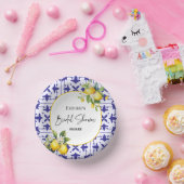 ブルータイル地中海のレモンブライダルシャワー ペーパーボウル (パーティー)