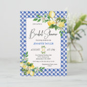 ブルータイル地中海のレモンブライダルシャワー 招待状 (スタンド正面)