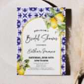ブルータイル地中海のレモンブライダルシャワー 招待状