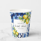 ブルータイル地中海のレモンブライダルシャワー 紙コップ (裏面)