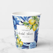 ブルータイル地中海のレモンブライダルシャワー 紙コップ (正面)