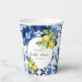 ブルータイル地中海のレモンブライダルシャワー 紙コップ (裏面)