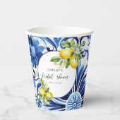 ブルータイル地中海のレモンブライダルシャワー 紙コップ (正面)