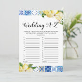 ブルータイル結婚レモンのA-Zブライダルシャワーゲーム 招待状 (スタンド正面)