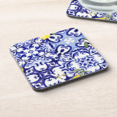 ブルータイル，シチリア，マジョリカ，モザイクアート，レモン コースター (左側)