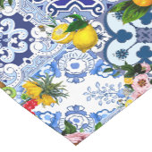 ブルータイル，シチリア，マジョリカ，モザイクアート，レモン ショートテーブルランナー (コーナー)