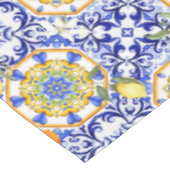 ブルータイル，シチリア，マジョリカ，モザイクアート，レモン テーブルクロス (アングル)