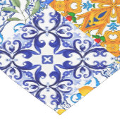 ブルータイル，シチリア，マジョリカ，モザイクアート，レモン ミディアムテーブルランナー (コーナー)