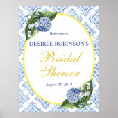 ブルータイル ハイドランジア ブライダルシャワーのウェルカムサイン ポスター (正面)