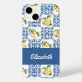 ブルータイル フランス カントリー レモン パターン 名前入り Case-Mate iPhoneケース (裏面)