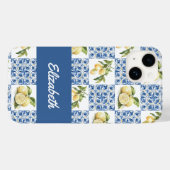ブルータイル フランス カントリー レモン パターン 名前入り Case-Mate iPhoneケース (裏面 (横))