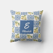 ブルータイル フレンチカントリー レモン モノグラム 名前 クッション (裏面)